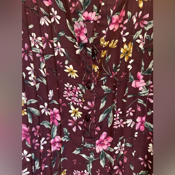 Nanette Lepore Burgundy Floral Print Long Sleeve Dress Size 6 - Picture 6 of 6